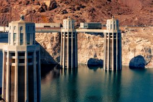 Hoover Dam and Colorado river in Nevada, USA