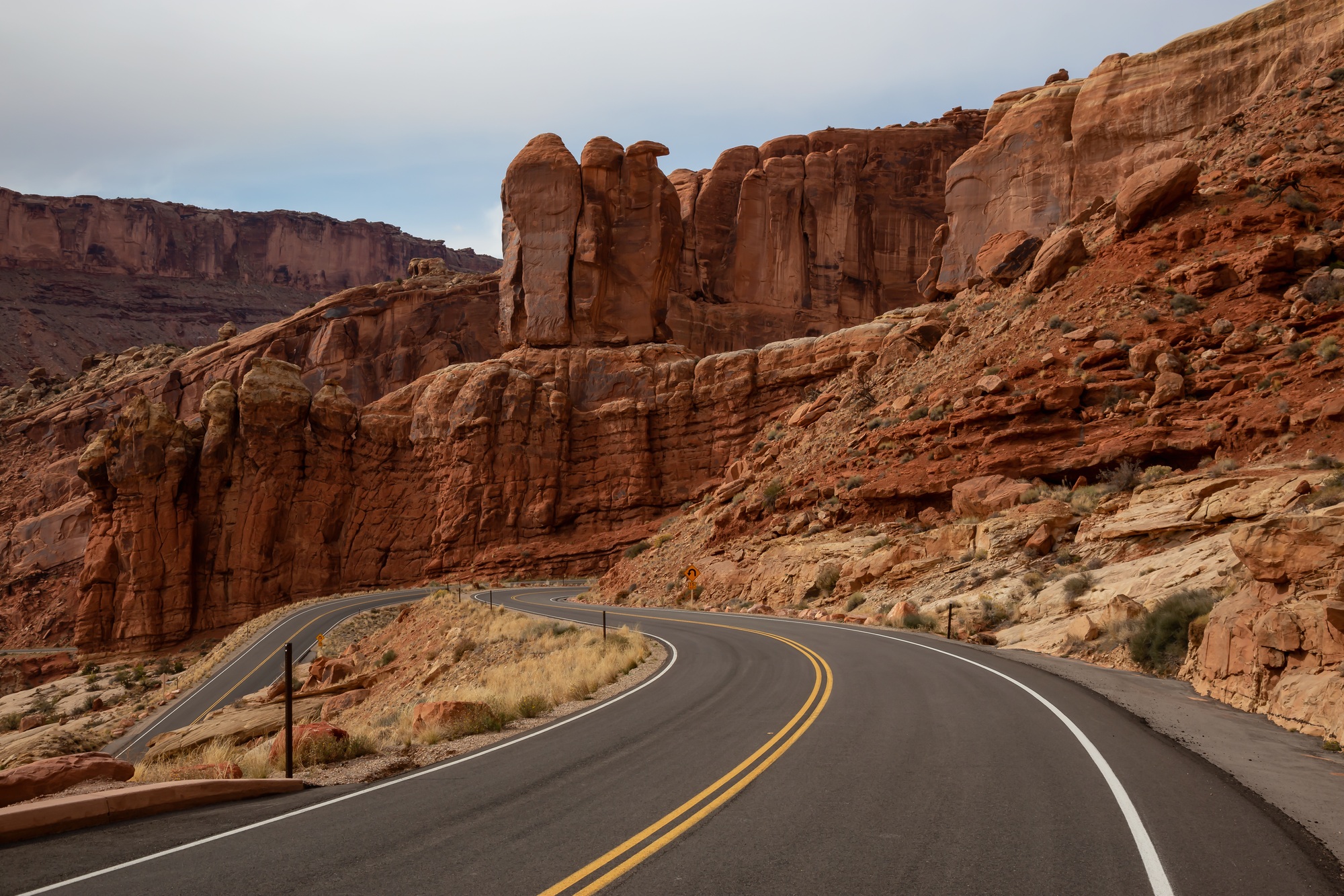 Scenic road in the red rock canyons